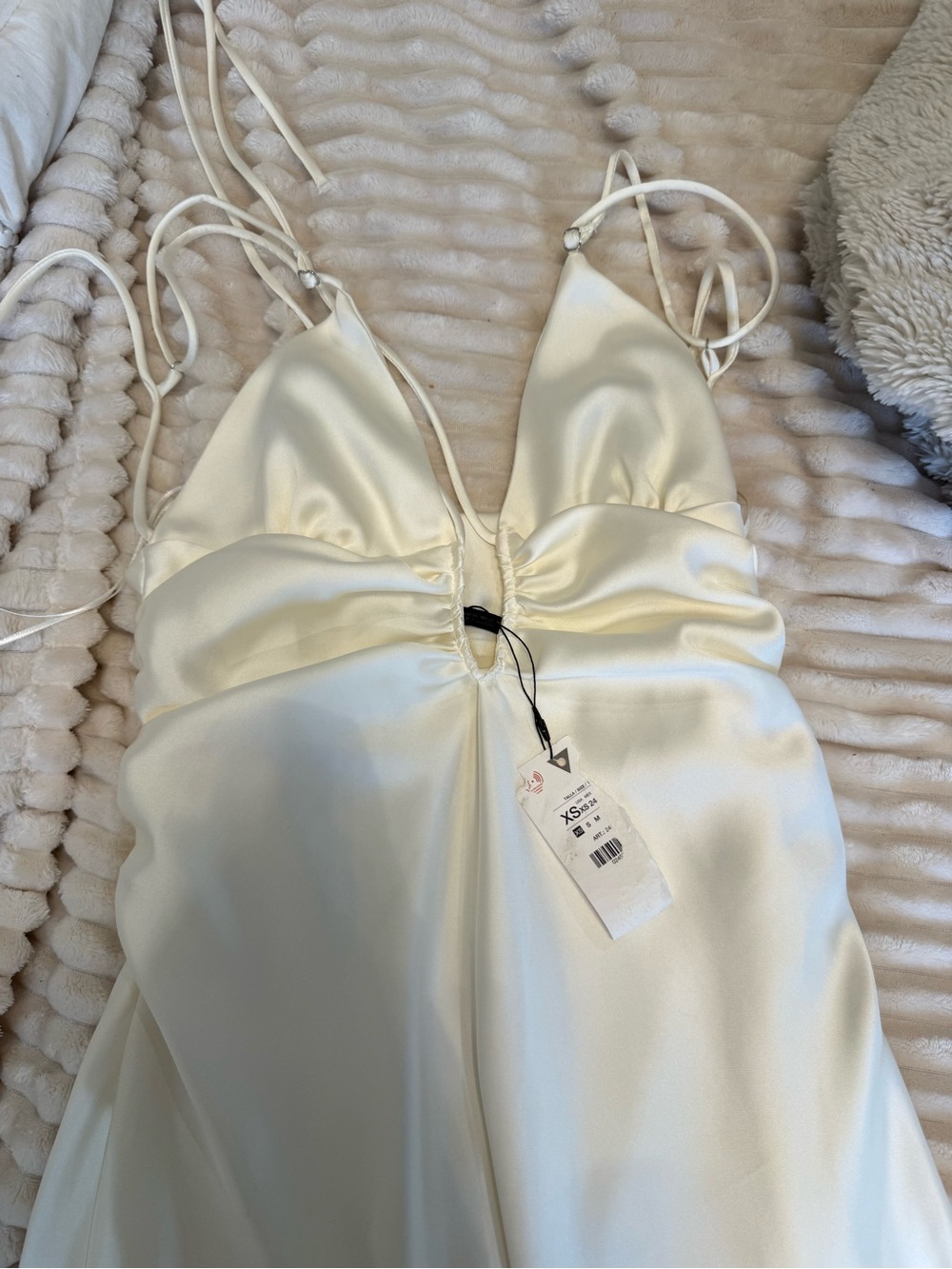 Zara Satin Slip Dress in Ivory with Adjustable Straps